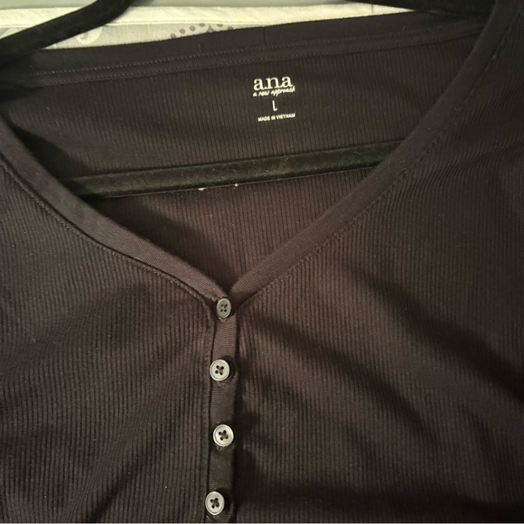 a.n.a Black Long Sleeve Women's Thermal Henley Tee - Picture 7 of 7